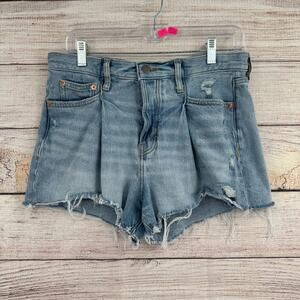 Lucky Brand High Rise Mom Jean Shorts Women's Size 8/29 Blue Light Wash Denim